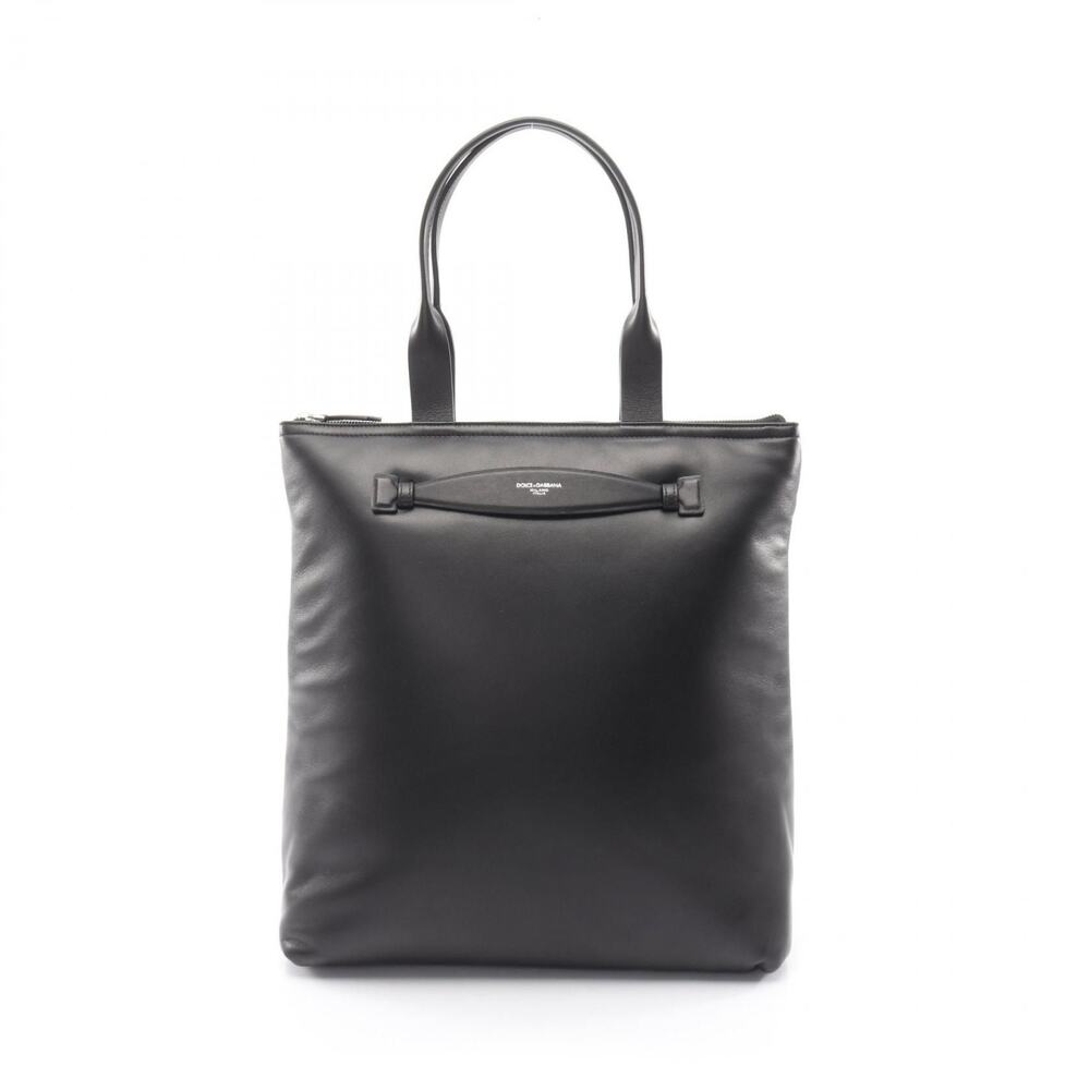 Dolce & Gabbana Calfskin Nappa Leather Shopper Tote Black Milano Italia Logo
